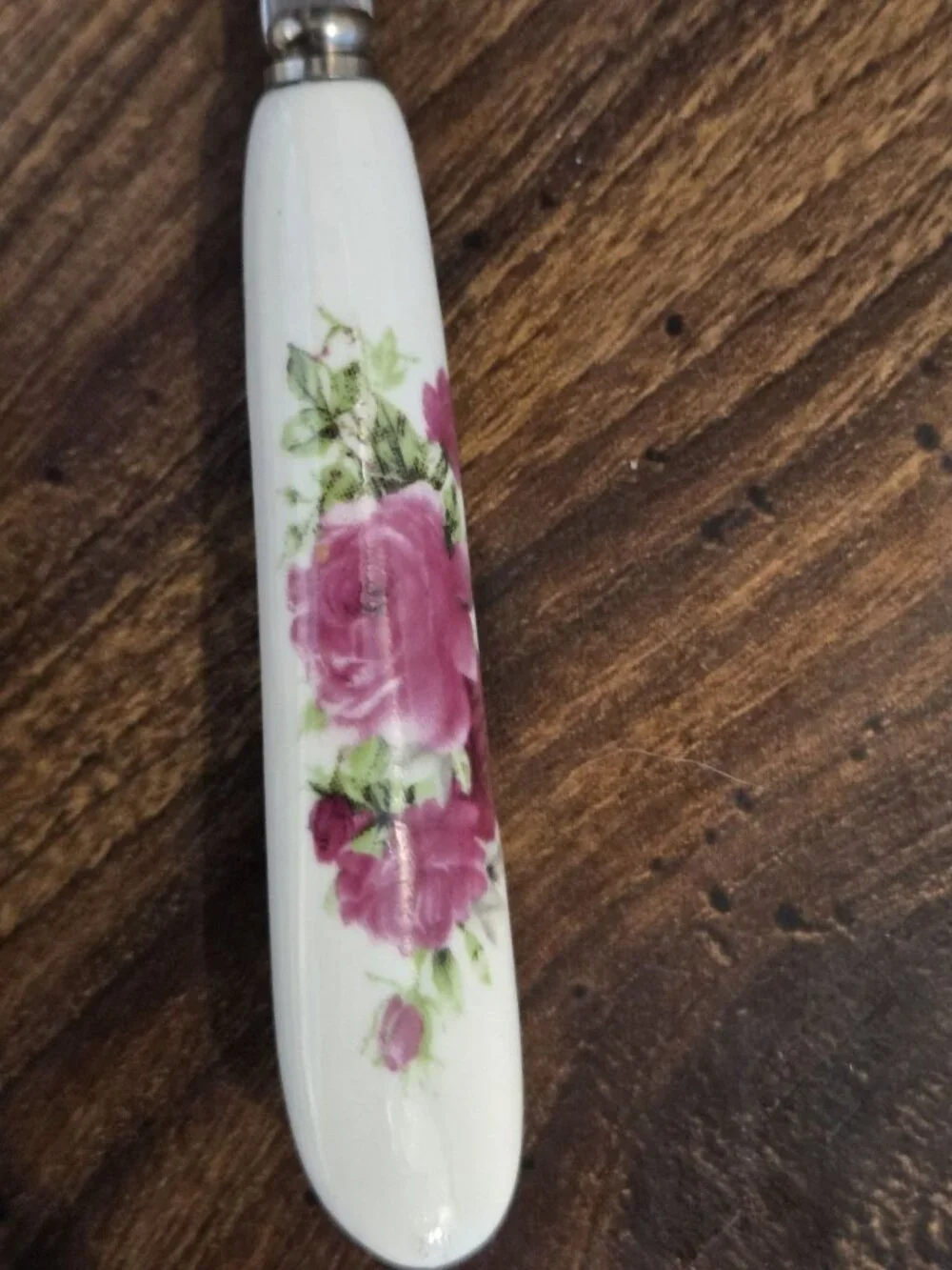 Set of 6 Floral Ceramic Handle Dessert Spoons - 6